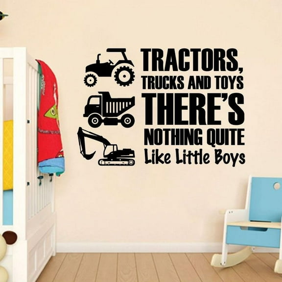 Bedroom Wall Decal Tractor Truck And Toys Theres Nothing Quite Like Little Boys Kids Room Nursery Wall Sticker Decoration Home Room Wall Design Childrens Room Living Room Décor Size (40x40 inch)