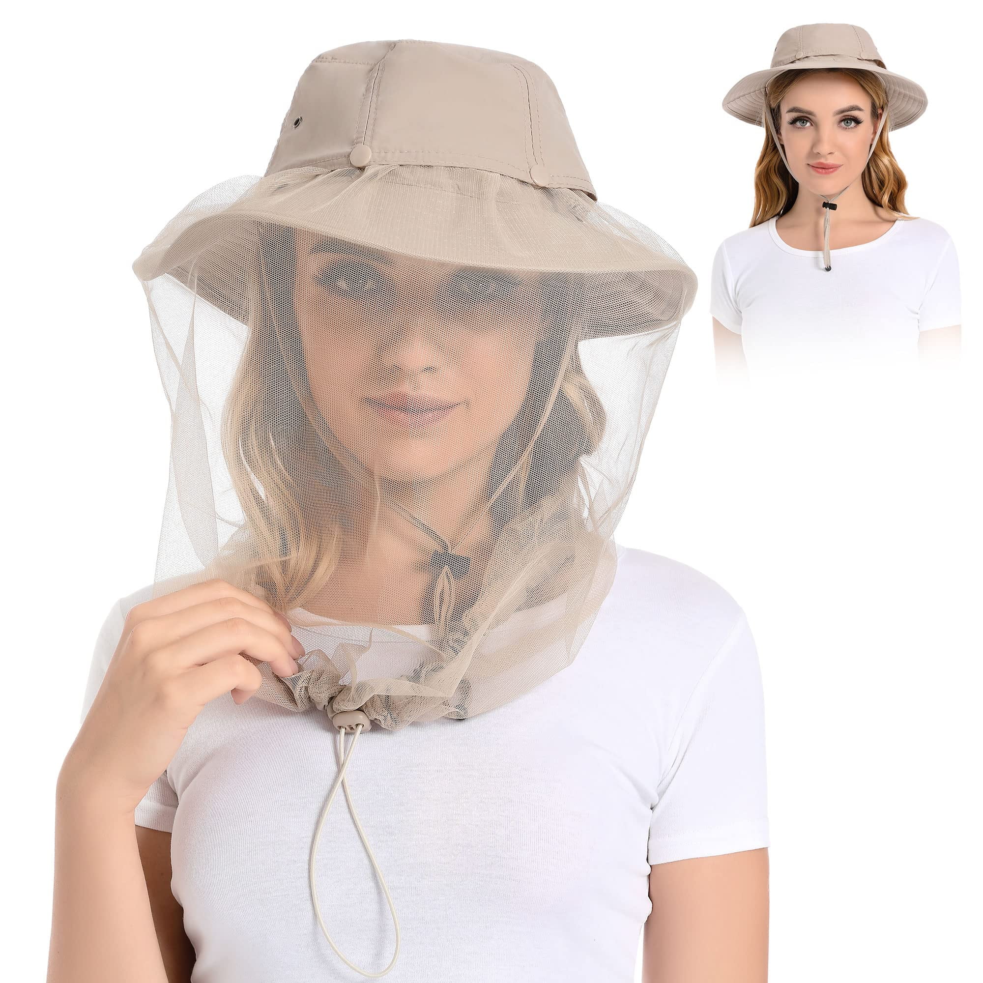 Mosquito Fly Head Net Insect Mesh Hat Bee Bug Protector Outdoor Fishing 44cm 