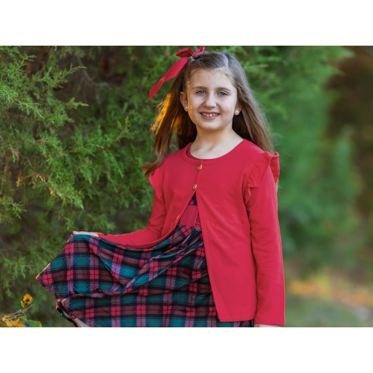 open lace back dress Susanne Lively Girls Red Holiday Plaid Dress with Black Velvet Bodice 6 main image 1