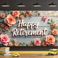 thumbnail image 5 of Floral Design Happy Retirement Decorative Roses Wooden Background Butterfly for Party Celebration Indoor Decoration Photo Shoot, 5 of 7