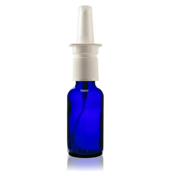 2 oz Cobalt Blue Boston Round Glass Bottle - w/ Nasal Sprayer - pack of 6