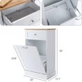 thumbnail image 6 of Tilt Out Trash Cabinet, Freestanding Wooden Kitchen Trash Recycling Cabinet with Drawer & Removable Cutting Board, Dog Proof Trash Can Cabinet, White, 6 of 11