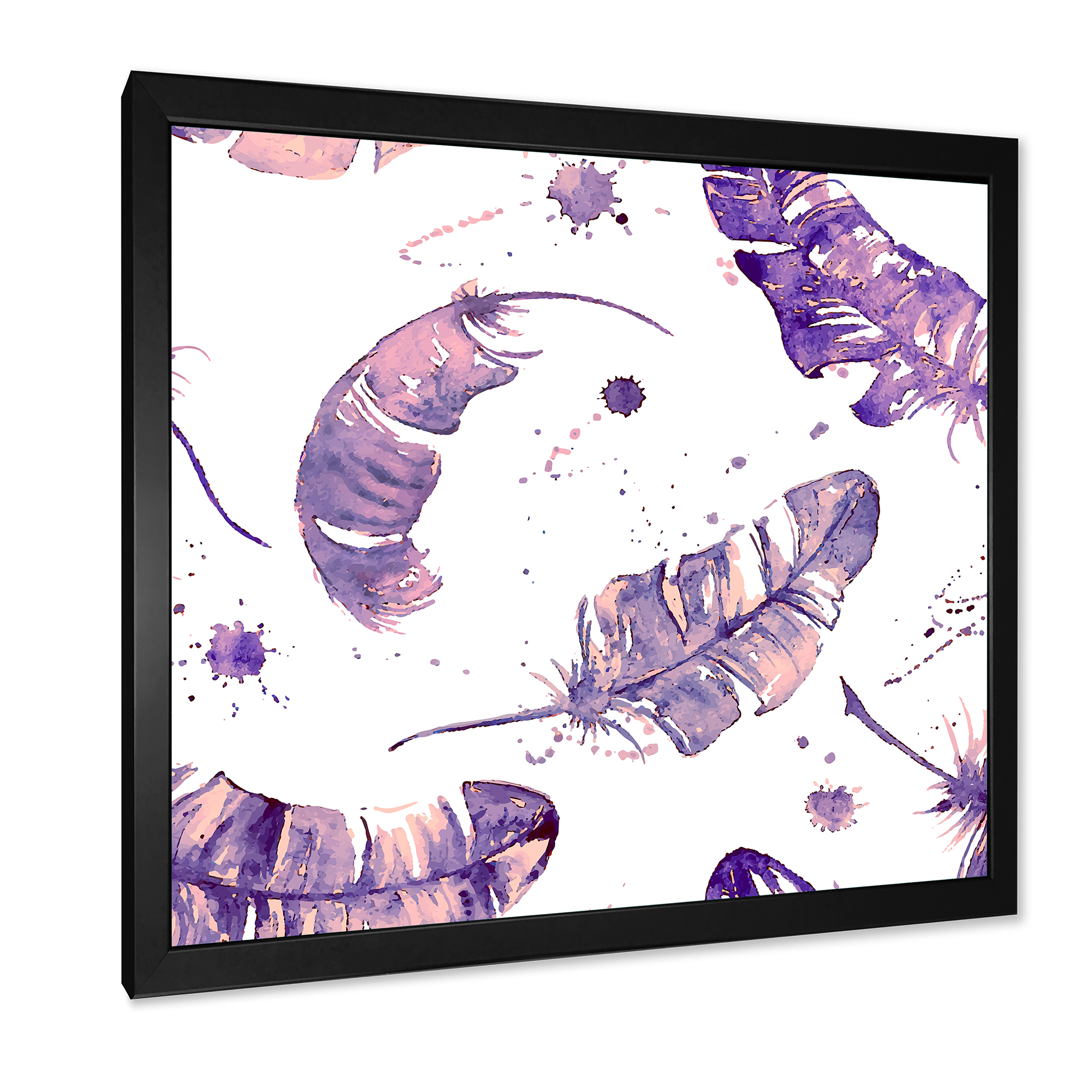 Designart 'Ethnic Purple Feathers Composition' Bohemian & Eclectic Framed Art Print