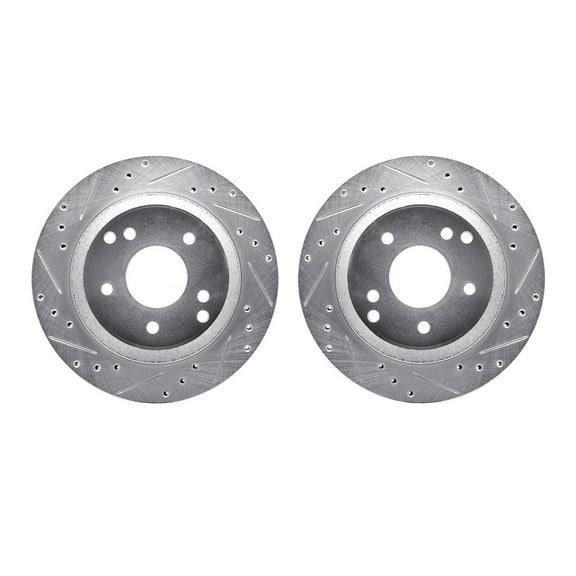 Dynamic Friction Company Rear Brake Rotors-Drilled and Slotted-Silver 7002-47061