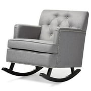 Baxton Studio Bethany Modern and Contemporary Gray Fabric Upholstered Button-Tufted Rocking Chair