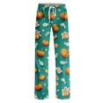 thumbnail image 4 of Womens Pj Pants Halloween Pumpkin Print Wide Leg Drawstring Pajama Bottoms, 4 of 5