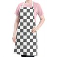 thumbnail image 4 of Gray and White Checkerboard Checkered Apron-Garden Aprons for Women with Pockets-Cotton Linen Waterproof Kitchen Cooking Gardening Aprons Adjustable for Kitchen,Cooking,BBQ and Salon 33x27 Inch, 4 of 4