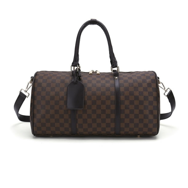 RICHPORTS Checkered Luggage Travel Tote Bag Leather Satchel Shoulder