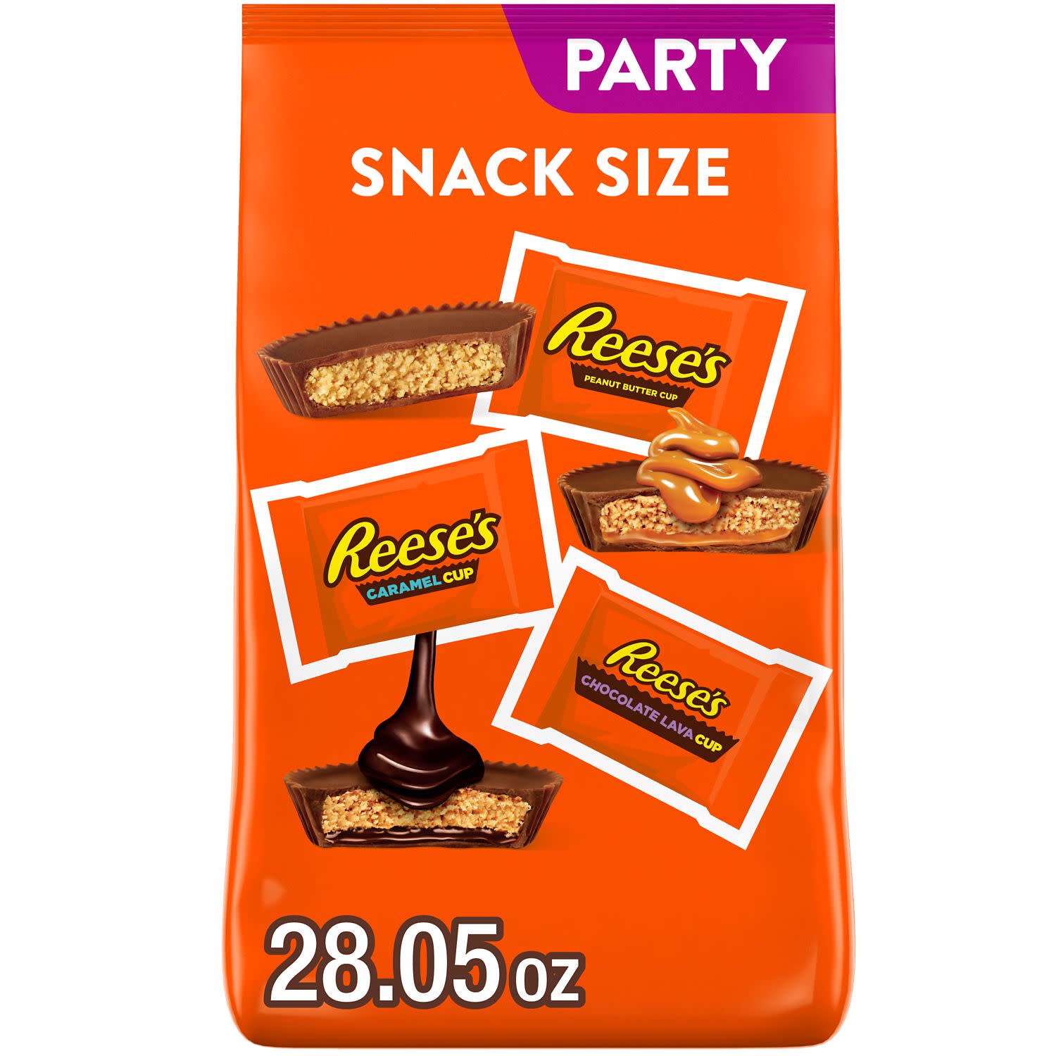 Reese's Assorted Flavored Snack Size Peanut Butter Cups Candy, Party Pack 28.05 oz