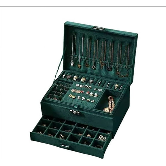 MONIPA 3 Layers Drawer Jewelry Box Organizer for Women Girls Jewelry Display Storage Case with Lock Portable Travel Jewelry Case for Rings Earrings Necklace Bracelets