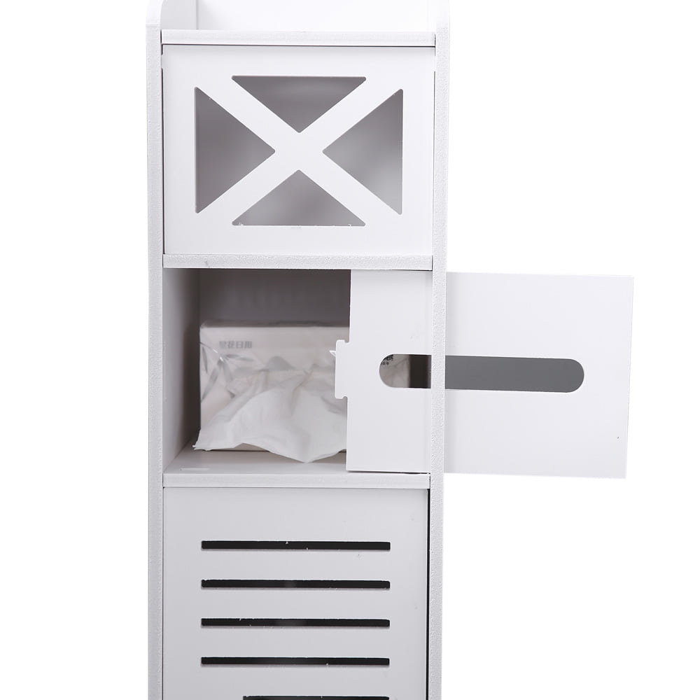 Kepooman 7.87" x 9.84" x 29.13" Storage Corner, Floor Cabinet with Doors and Shelves, Narrow Cabinet for PVC Toilet Paper Towel, White Kepooman 7.87" x 9.84" x 29.13" Storage Corner, Floor Cabinet with Doors and Shelves, Narrow Cabinet for PVC Toilet Paper Towel, White