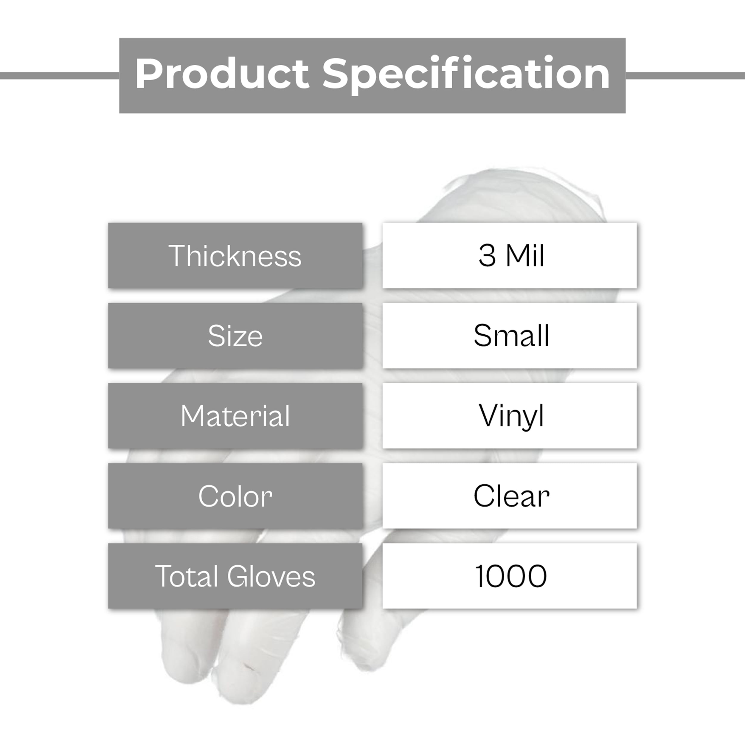 MMBM Vinyl Non Exam Powder Free Disposable Gloves 3 Mil Clear Small 1000 Pcs