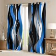 thumbnail image 2 of Manfei Abstract Wave Stripe Kitchen Curtains, Blue Black White Black Out Curtains Pack of 2 (42x63 Each), 2 of 6