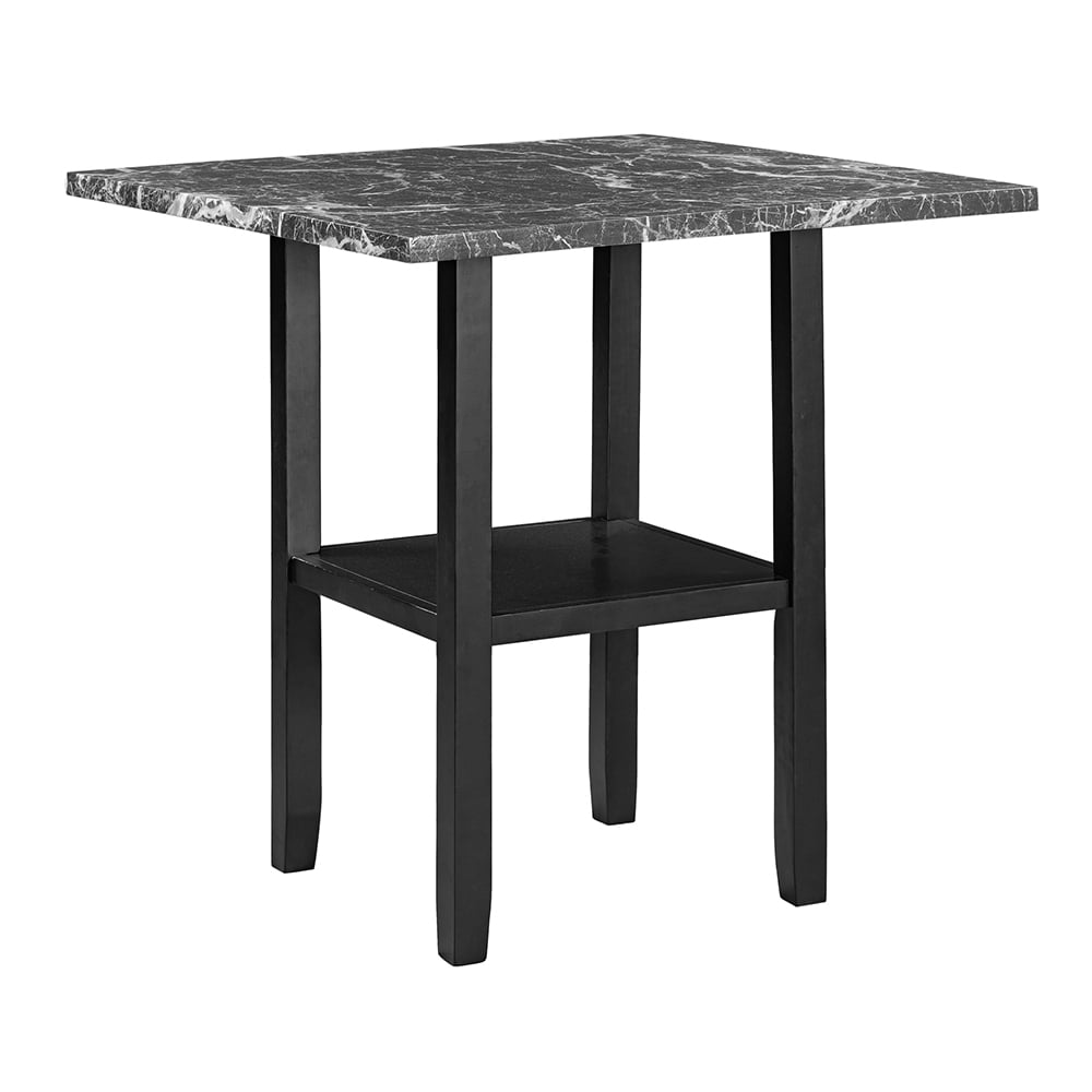 Kepooman 5-Piece Dining Set with Bottom Shelf, Black Chair + Black Table Kepooman 5-Piece Dining Set with Bottom Shelf, Black Chair + Black Table