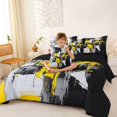 thumbnail image 4 of Homewish Yellow Aesthetic Patchwork 7 Pieces Full Size Bedding Sets,Geometric Abstract Full Size Bed in a Bag,Black Reversible, 4 of 8