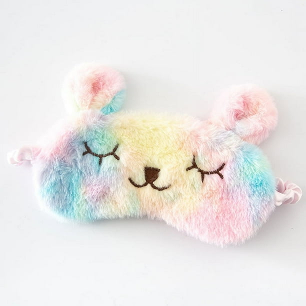 Antifaz para dormir con dibujos de animales para mujer, antifaz para los ojos con diseño de conejo arcoíris para niños, para dormir, viajar, dormir de noche