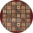 thumbnail image 1 of Ahgly Tapis Rond Abstrait Rouge Foncé Lavable en Machine, 4 Pieds Rond, 1 of 7