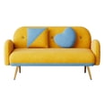 thumbnail image 3 of Glavbiku 58" Velvet Sofa with Gold Legs,Upholstered Loveseat with 2 Pillows for Living Room,, 3 of 9