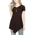 thumbnail image 4 of Made by Johnny Women's V-Neck Asymmetrical Tunic Top XL BROWN, 4 of 6