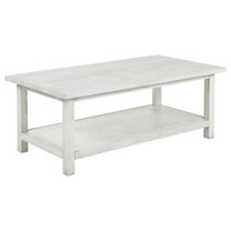 Ayne Coffee Table, 1 Bottom Shelf, Distressed White Wood, 47 Inch