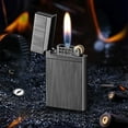 thumbnail image 6 of Refillable Butane Lighter with Adjustable Flame for Outdoor Camping and Candle Lighting, Metal Windproof Lighter with Flint Ignition System(Black), 6 of 9