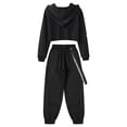 thumbnail image 3 of YONGHS Kids Girls Long Sleeve Hooded Sweatshirt Tops with Sweatpants for Hip-hop Dance Performance Black 10, 3 of 6
