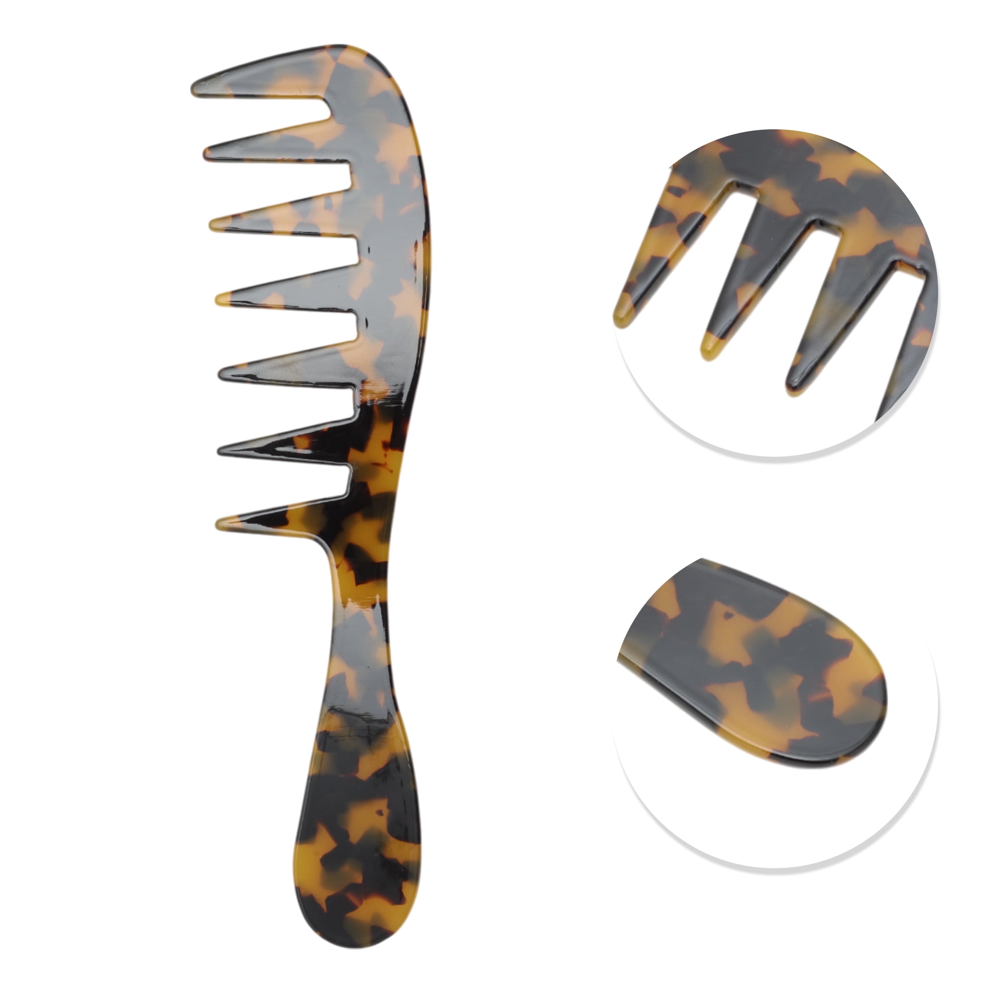 Unique Bargains 1 Pc Durable Long Handle Wide Tooth Comb Tortoiseshell Color