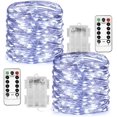 thumbnail image 1 of 2 Pack LED Fairy Lights, 33ft 100LEDs Battery Powered String Lights with Remote Waterproof Silver Wire Christmas Lights for Bedroom, Wedding Decorations,Cool White, 1 of 8