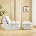 thumbnail image 2 of Conveniently Compressed Sofa with Ottoman, White Corduroy - For Home Offices and Reading Nooks, Easy Unpacking & Comfort, 2 of 6