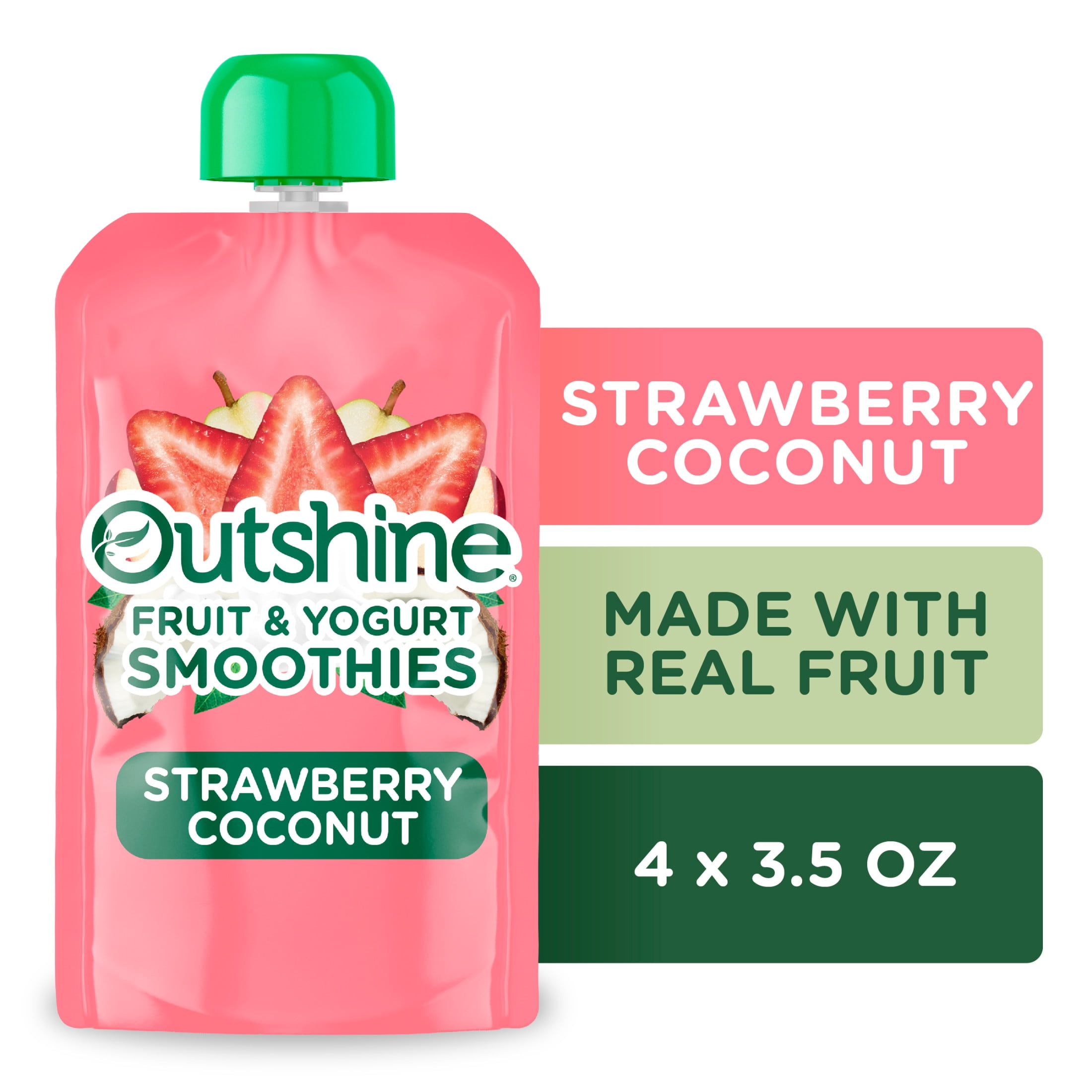 (2 pack) Outshine Fruit and Yogurt On the Go Smoothie Snacks, Strawberry Coconut, 3.5 oz Pouches (4 Pack)​
