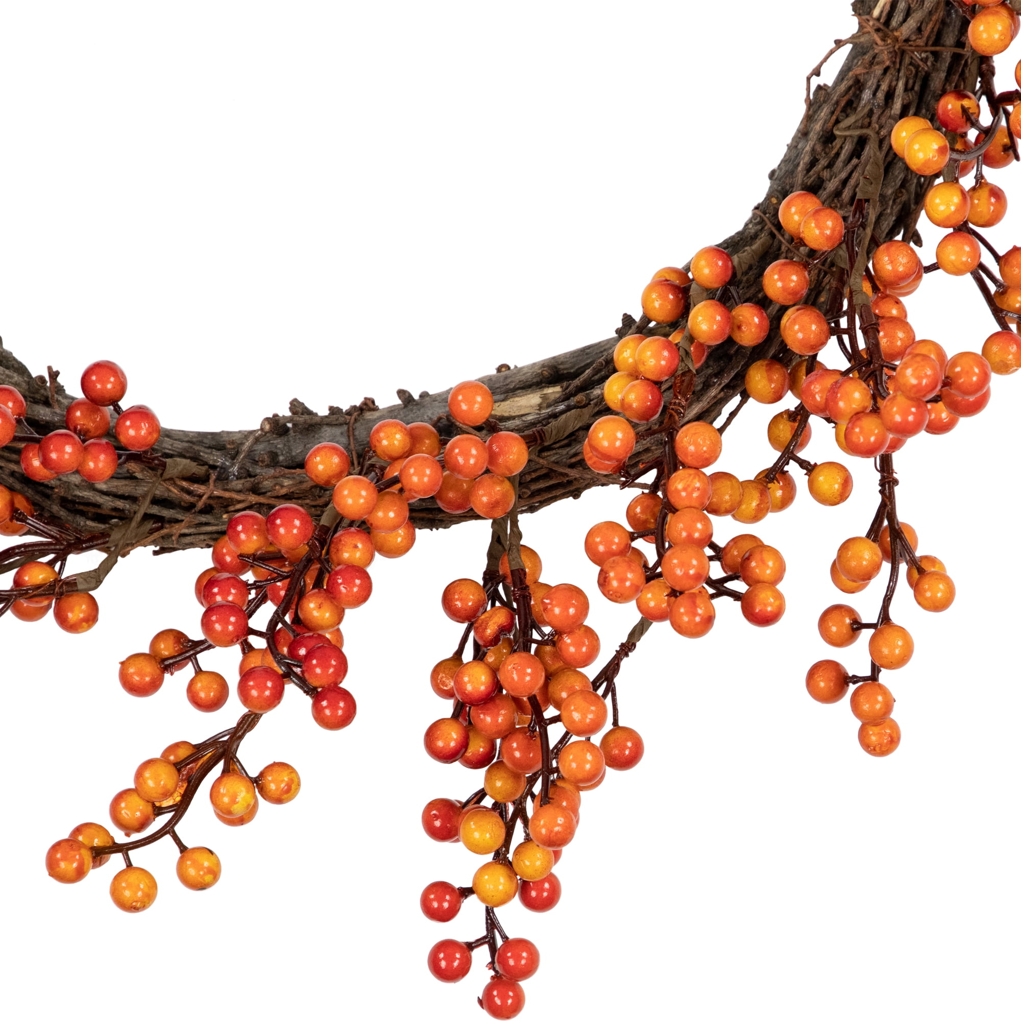 14" Autumn Harvest Decorative Artificial Orange Fall Berry Wreath - Unlit