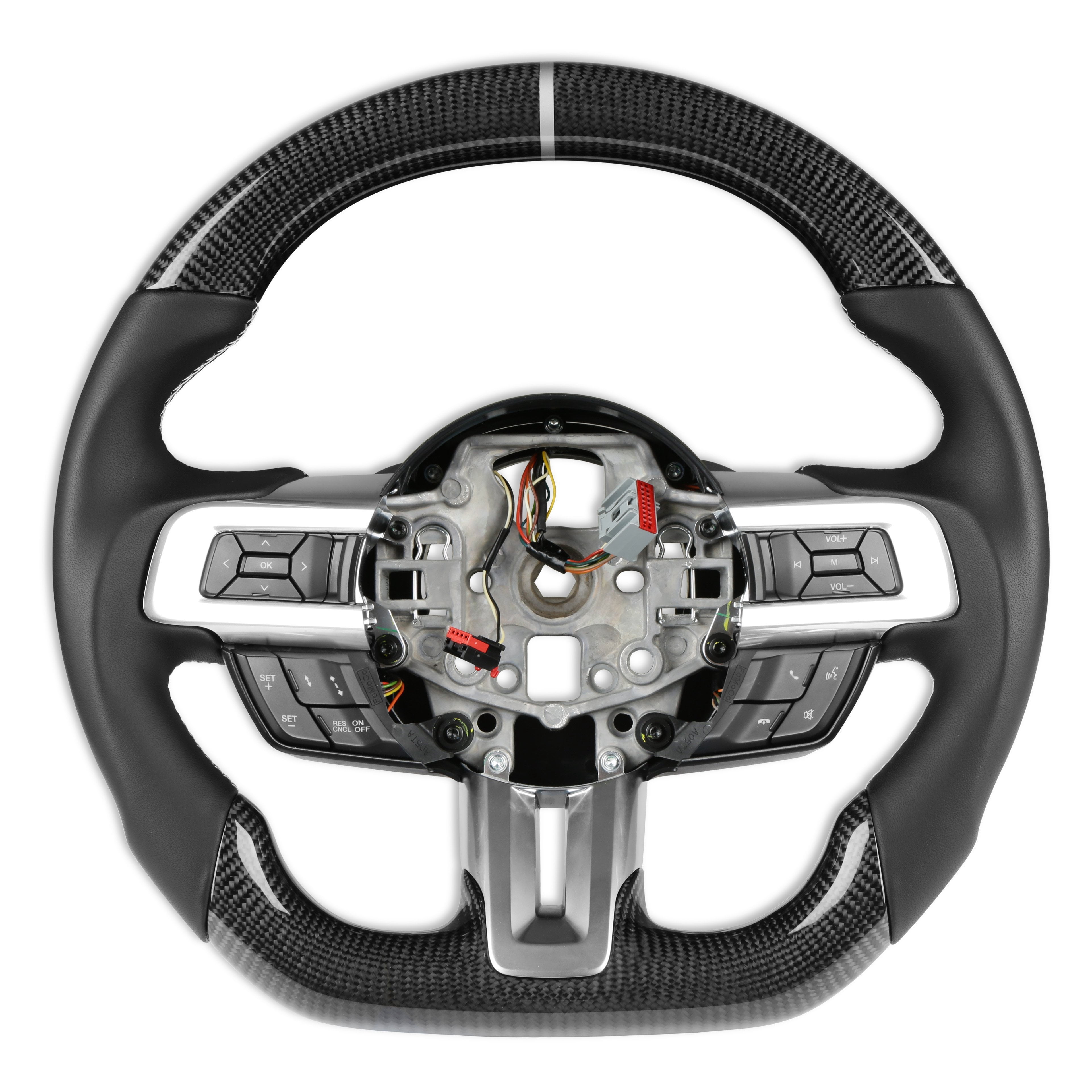 Drake Muscle Cars MU950-05 Steering Wheel - Carbon Fiber with Leather Grips
