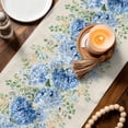 thumbnail image 3 of Hydrangea Eucalyptus Table Runner 108 Inches, Summer Botanical Vintage Beige Bed Runner Dresser Scarves Tabletop for Indoor Outdoor Parties/Ceremony/Banquet, 13"x 108", 3 of 9