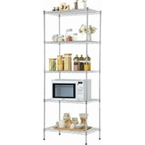 Wire Shelving Unit, NSF 5-Tier Shelf Utility Steel Commercial Grade Storage Shelves 24" L x 14" W x 60" H Heavy Duty Metal Shelves Organizer Rack with Leveling Feet for Kitchen Office Garage, Chrome