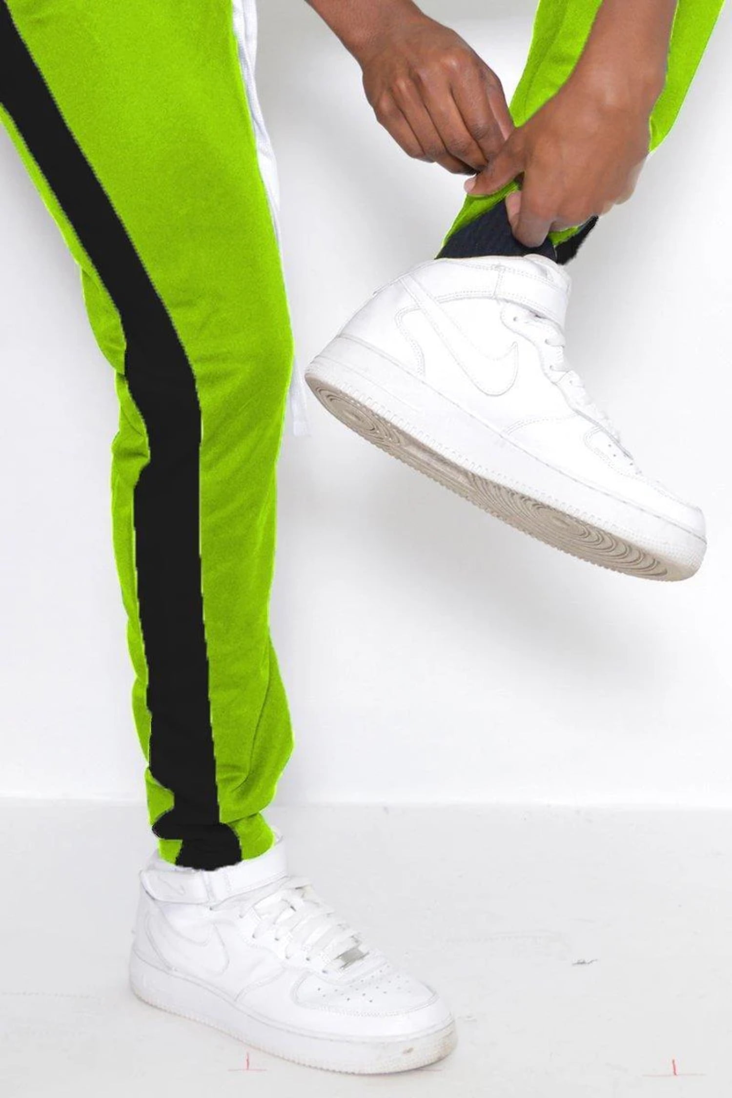 Black and lime green track pants outlet