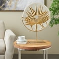 thumbnail image 2 of 16" x 22" White Polystone Cutout Round Disk Leaf Sculpture with Gold Stand, by DecMode, 2 of 9