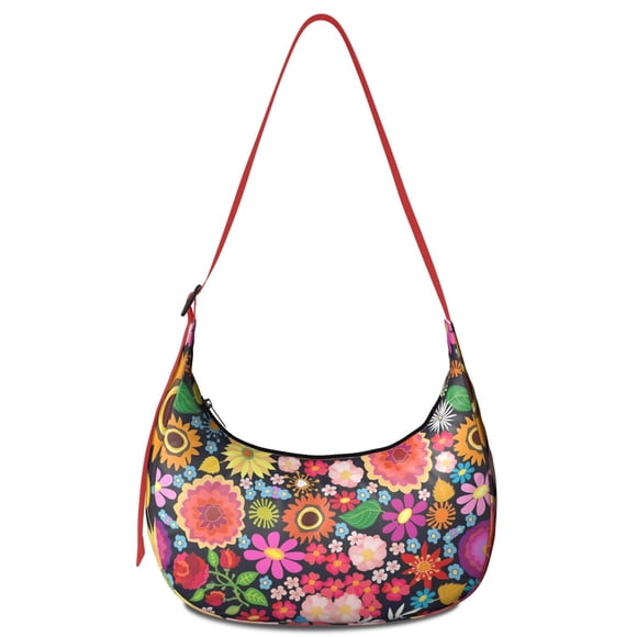 Crossbody Handbag for Women – Water-Resistant Nylon, Floral and Leopard Print, Tropical Flower and Leaves Pattern, Bohemian Artistic Summer Purse