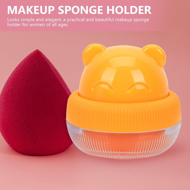 FENGGUIQU Caja Para Almacenar Esponja De Maquillaje Amarillo Y Para Viaje