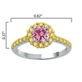 thumbnail image 3 of Sterling Silver with Pink Moissanite and Yellow Sapphire Halo Ring, 3 of 3