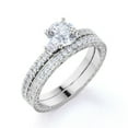 thumbnail image 4 of JeenMata Elegant 1.75 ct Round & Tapered Baguette Moissanite - Pave Set - Thin Band - Vintage Engagement Ring Set - 18K White Gold over Silver, 4 of 7