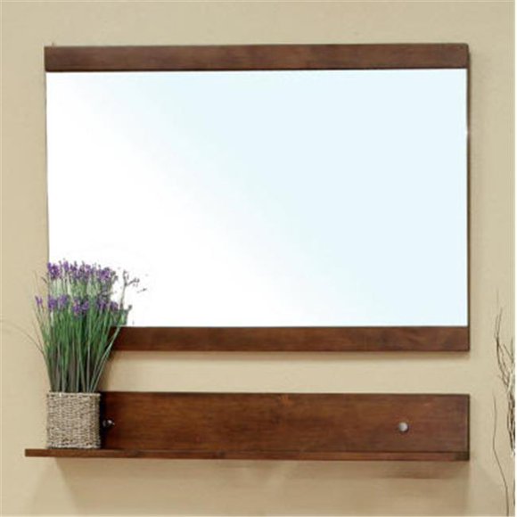 Bellaterra Home 203139-MIRROR Armoire à Miroir Cadre en Bois Massif-Noyer Moyen