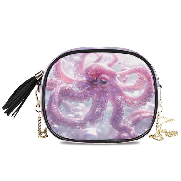 Womens Casual Chain Shoulder Bag Simple style Pink Octopuses Crossbody Bag