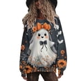 thumbnail image 2 of Yteetum Oversize Sweatshirts for Women Halloween Cute Ghost Graphic Print Crewneck Pullover Fleece Sweatshirts Tops Womens Casual Ghost Print Round Neck Loose Sport Long Sleeve Hoodless Sweatshirts, 2 of 9