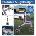 thumbnail image 5 of HOMLAND 3-Wheel Folding Walkers for Seniors, Lightweight Three Wheel Walker with Cane and Cup Holder, Height Adjustable Narrow Space Mobility Aid - Purple, 5 of 7