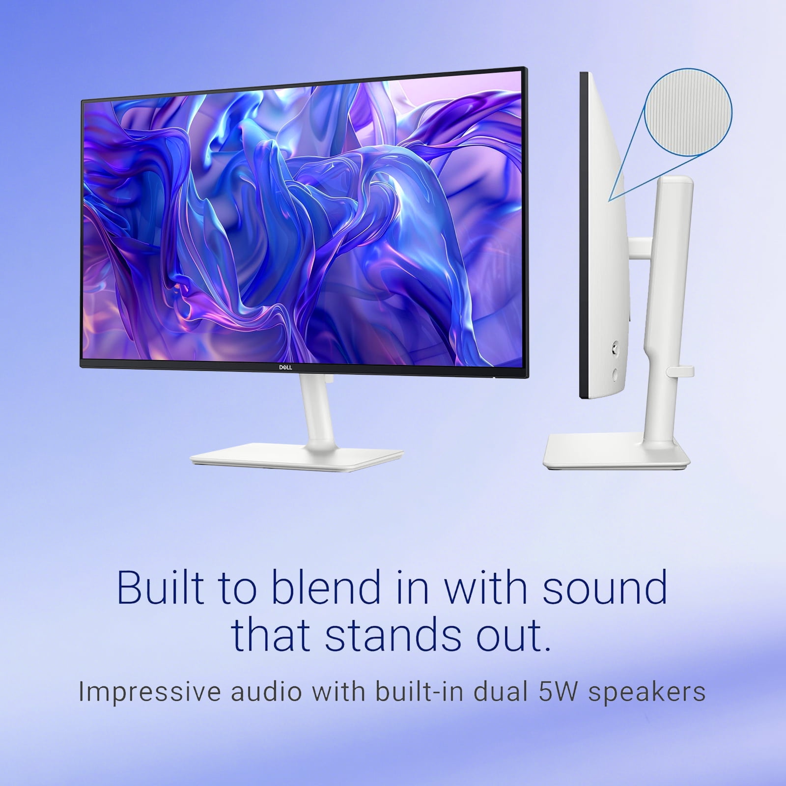 Dell 27-inch QHD (2560 x 1440) 100Hz IPS Monitor with TÜV Eye Comfort, AMD FreeSync, Dual 5W Speakers, Height/Tilt/Swivel/Pivot Stand, HDMI/DisplayPort, Ash White