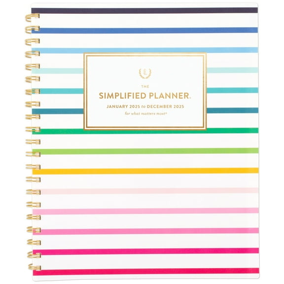 Simplified by Emily Ley for AT-A-GLANCE 2025 Weekly Monthly Planner Happy Stripe