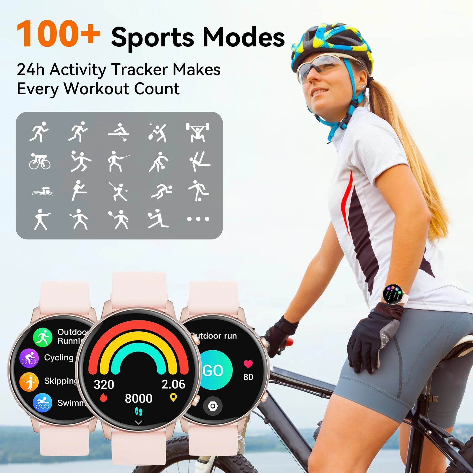 LBSAU Smart Watch Compatible with Android and iPhone, 1.83" HD Touchscreen, Answer/Make Calls/100+ Sports Modes/Message Reminder, IP68 Waterproof