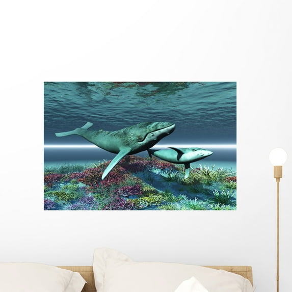 Whale Song Wall Mural by Wallmonkeys Peel and Stick Graphic (24 in W x 16 in H) WM7493
