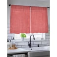 thumbnail image 5 of Sheer Curtains 54 Inch Length, Vintage Coral Red Semi Sheer Curtains Light Filtering Window Treatment, Farmhouse Retro Solid Color Linen Texture Privacy Voile Drapes for Living Room 52x54 Inch, 5 of 7