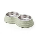 thumbnail image 2 of Wolike Pet Bowl Basic Dog Bowls Pet Bowl Anti Overturning and Anti Slip Double Bowl Dog Bowl Dog Plate Cat Bowl Stainless Steel Water Bowl Bottom with Anti slip Pad (Blue-Large), 2 of 10